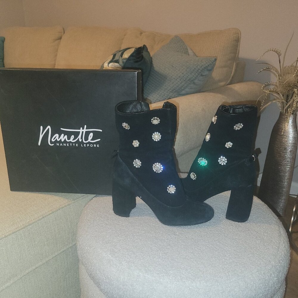 Nanette Lepore Black Suede Boot Size 8
